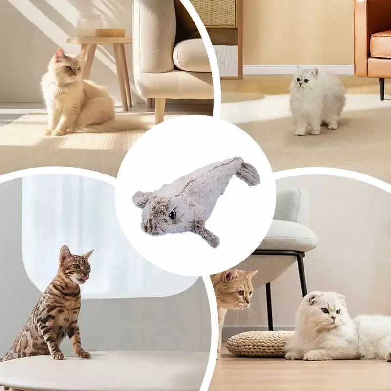 Flapping Cat Toy Built-in Motor USB Rechargeable Realistic Interactive Cats Toy For Indoor Smart Electric Cat Decompressions Toy