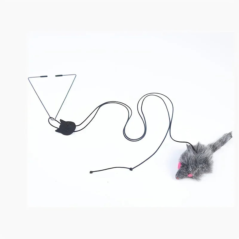 Cat Toy Rope Mouse Play Supplies, Hanging Retractable Cat Catching Mouse Toy, Funny Door Hanging Bouncing Mouse
