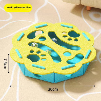 Compact Cat Maze Felt Box with Bell Ball Multifunctional Scratching Pad Toy House Interactive Puzzle Toy for Indoor Kittens Cats