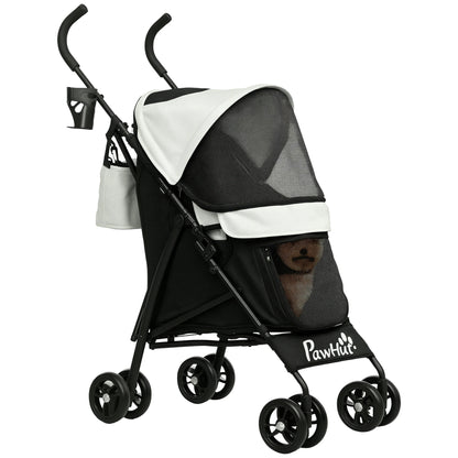 Pawhut Stroller for Small Dogs with Cream Umbrella Structure