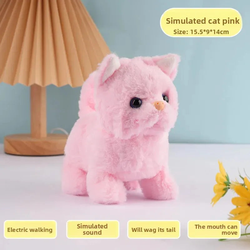 Electric Moving Cat Walking Barking Machine Interactive Simulation Mouse Chase Play for Kittens Entertainment Pet Products