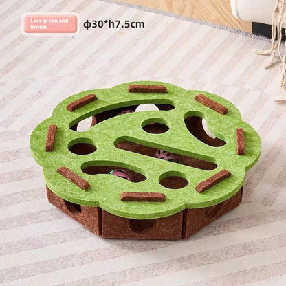 Compact Cat Maze Felt Box with Bell Ball Multifunctional Scratching Pad Toy House Interactive Puzzle Toy for Indoor Kittens Cats
